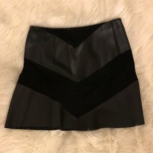 Zara black suede leather skirt